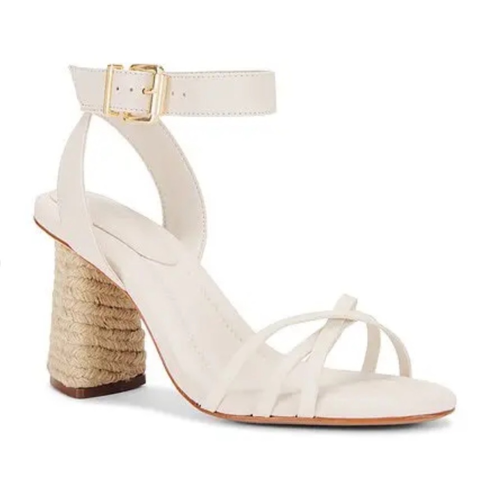 Schutz Alexandra Leather Almond Toe Sandal in Ivory Size 8.5